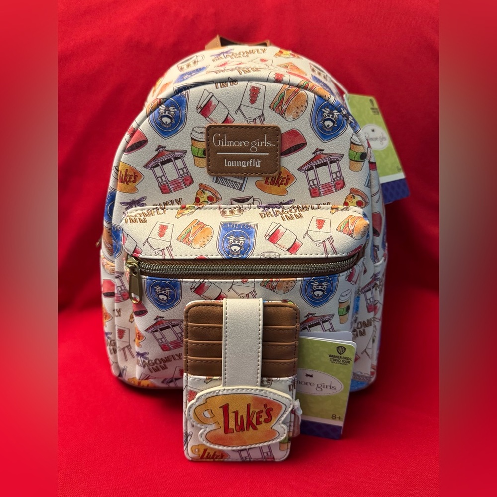 NWT Loungefly Gilmore Girls Icons Backpack and Card Holder Set